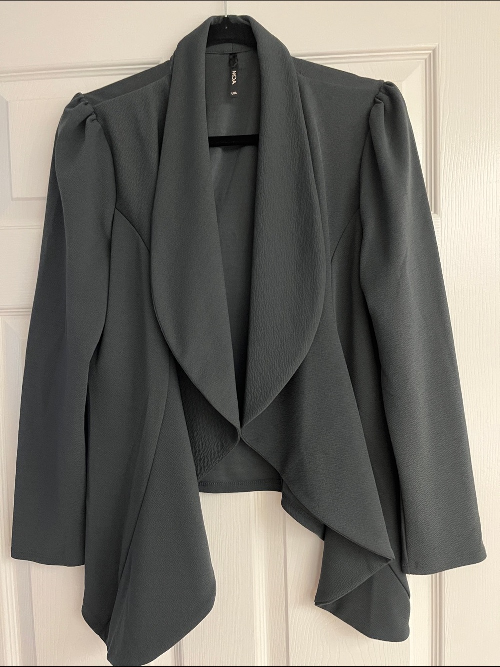 MOA USA Dark Gray Draped Open-Front Blazer
